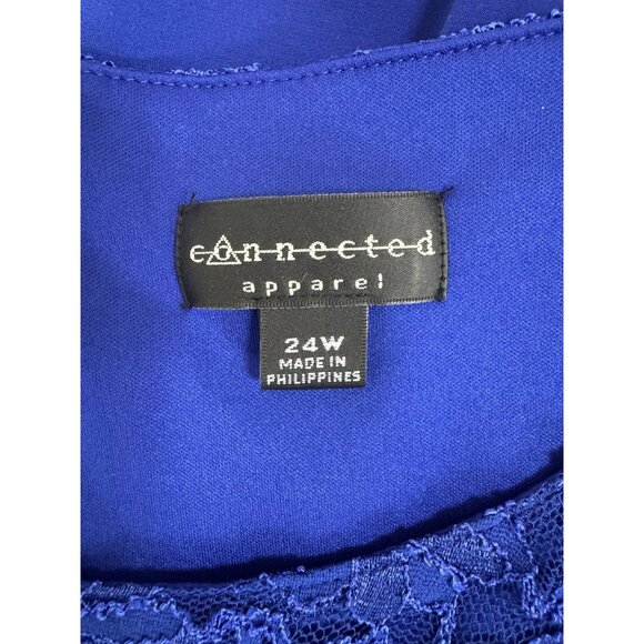 Blue Lace Bodice Long Gown Maxi Dress Size 24W 3X Plus Sz Wedding Evening Mother - Picture 5 of 7